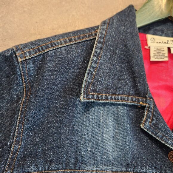 Daniel K Women's L‎ Embroidered Poly Silk Lined Denim Jacket Shacket Purses - Picture 7 of 16